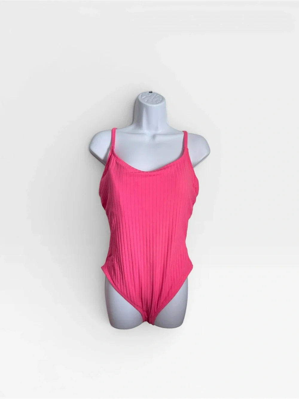 Hot Pink Ribbed Spaghetti Strap Bodysuit - Picture 1 of 3